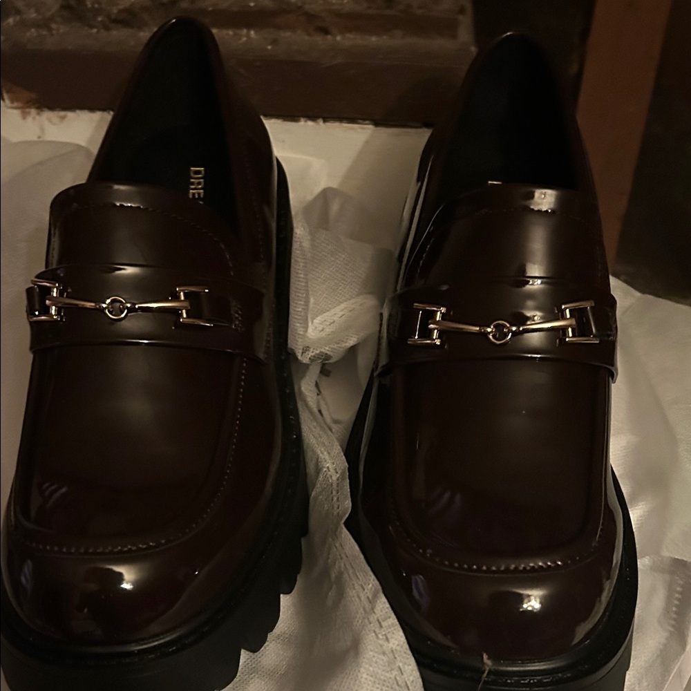 Dream Pairs Women's Dark Brown Loafers with Gold Detailing